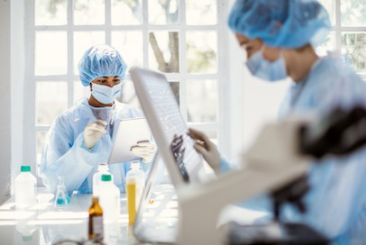 Scientists working in the laboratory
